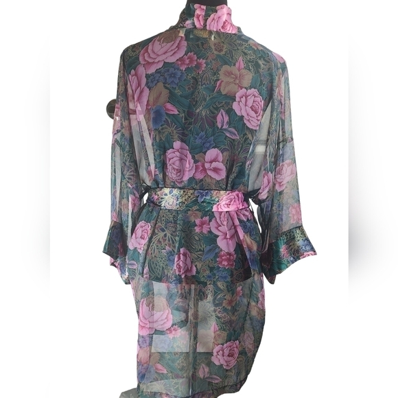 VICTORIA'S SECRET Gold Label Sheer Floral Print Robe Kimono One Size - Picture 5 of 9